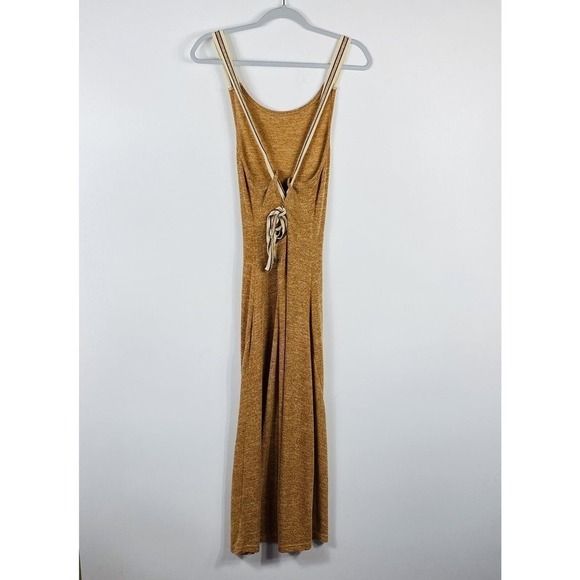 Cider Size Small Lace Up Back Knit Midi Dress Orange Heather - Picture 4 of 6